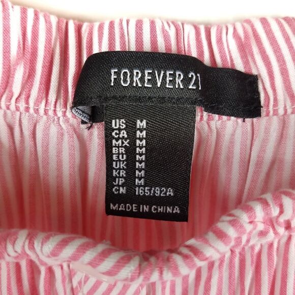 Forever 21》Candy Stripe Off The Shoulder Crop Top - Picture 7 of 10